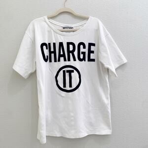 Moschino luxury white Tshirt charge it graphic size medium